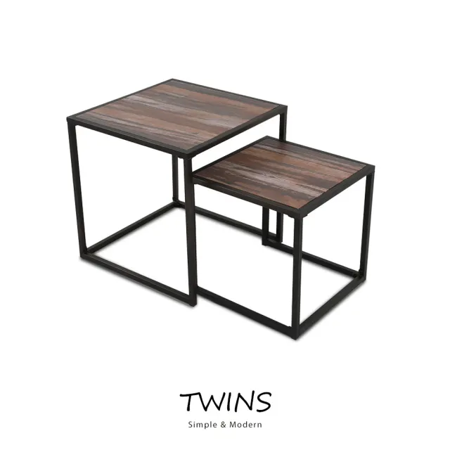【obis】Twins時尚大小方桌2件組(DIY自行組裝)