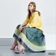 【iROO】彩虹條傘狀網紗摺裙