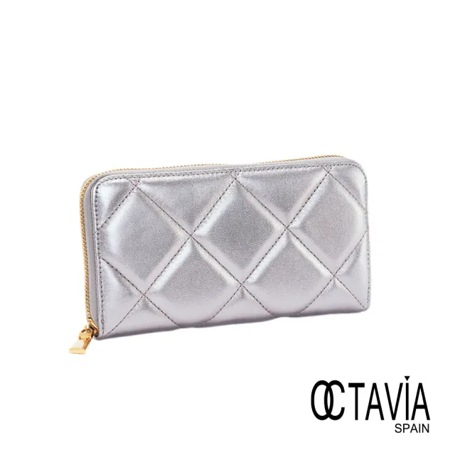 【OCTAVIA 8】OCTAVIA8 真皮- 貴氣 淺金銀系氣質羊皮拉鍊零錢包(Octavia 8 2024 新品)
