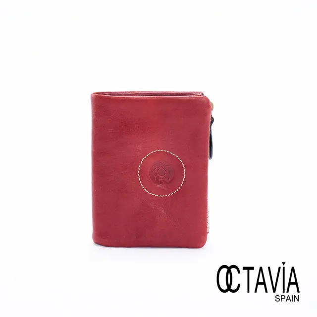 【OCTAVIA 8】OCTAVIA 8 真皮- 好運圓形印記樹膏牛皮二折短夾(Octavia 8 2024 新品)