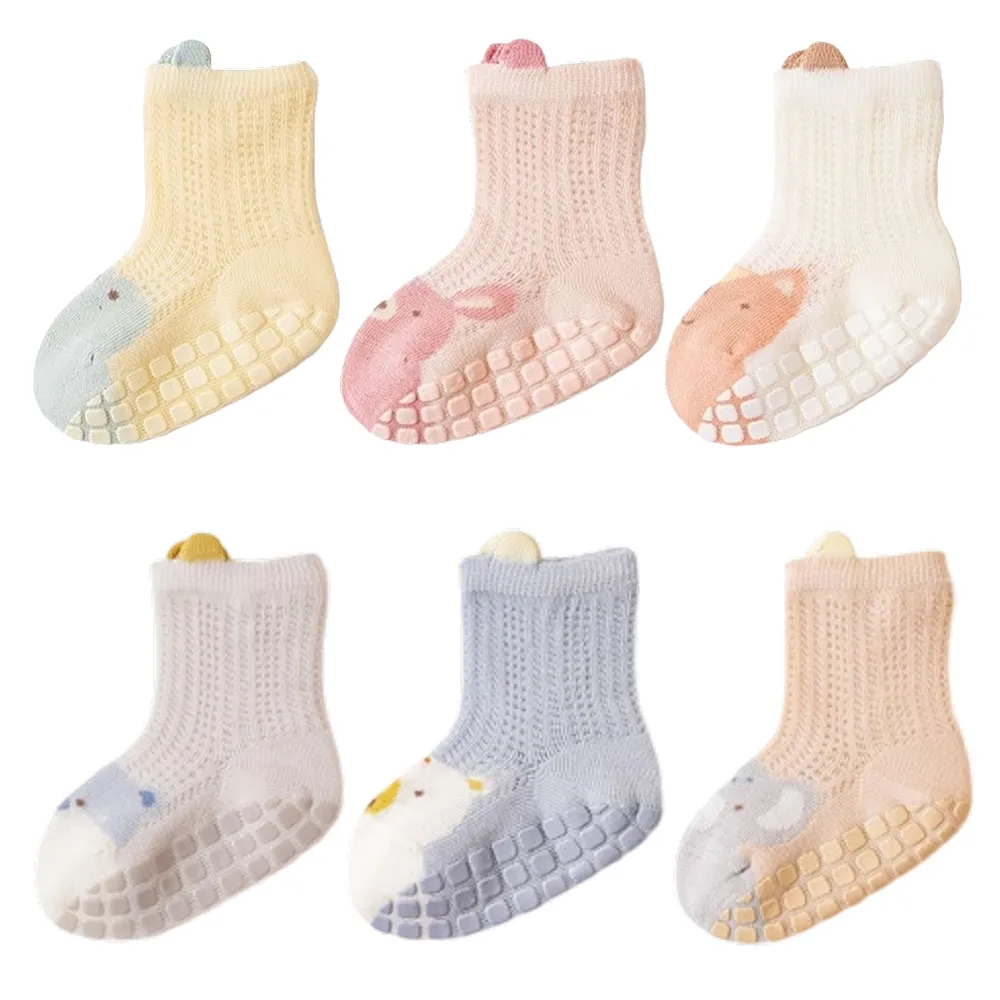 【Baby 童衣】兒童襪子3雙入 嬰兒襪 網眼防滑襪 柔軟透氣排汗襪 寶寶動物彈力襪 11729(共２色)