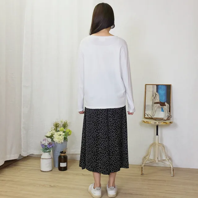 【Hana Mokuba】花木馬日系女裝大圓領趣味貼布印繡花休閒長袖上衣(T恤)