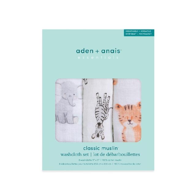 【aden+anais 官方直營】經典方巾3入/4款(沙漠動物/恐龍家族/鄉間小花/大象馬戲團)