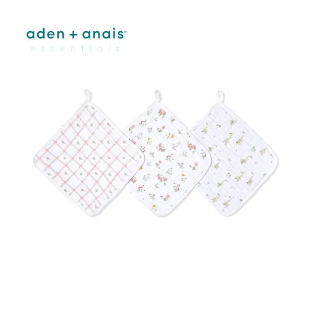 【aden+anais 官方直營】經典方巾3入/4款(沙漠動物/恐龍家族/鄉間小花/大象馬戲團)