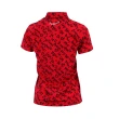【LE COQ SPORTIF 公雞】高爾夫系列 女款紅色塗鴉感文字高機能抗UV短袖POLO衫法國設計師款 QLT2J218