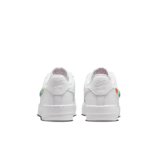 【NIKE 耐吉】運動鞋 休閒鞋 女鞋 大童 男 AIR FORCE 1 LV8 1 GS Rainbow Swoosh 白 彩虹編織(FQ4948100)