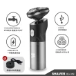 【日本時尚】極致銀4D浮動 3刀頭 可立式乾濕兩用電動刮鬍刀-IPX6防水-贈充電座(智能LED電量表示)