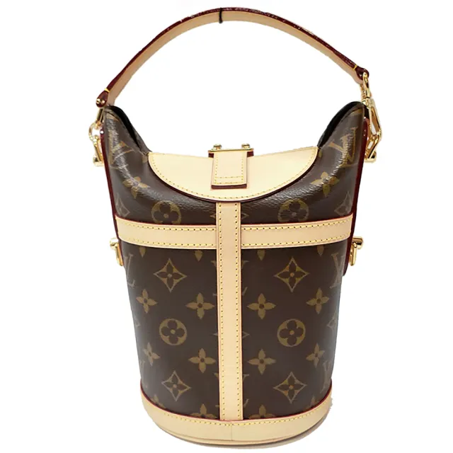 【Louis Vuitton 路易威登】M43587 經典DUFFLE系列Monogram帆布手提/斜揹側肩包水桶包(全新展示品-棕色)