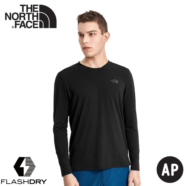 The North Face 男 FLASHDRY 排汗長袖《黑》4UAI/排汗衣/圓領長袖(悠遊山水)