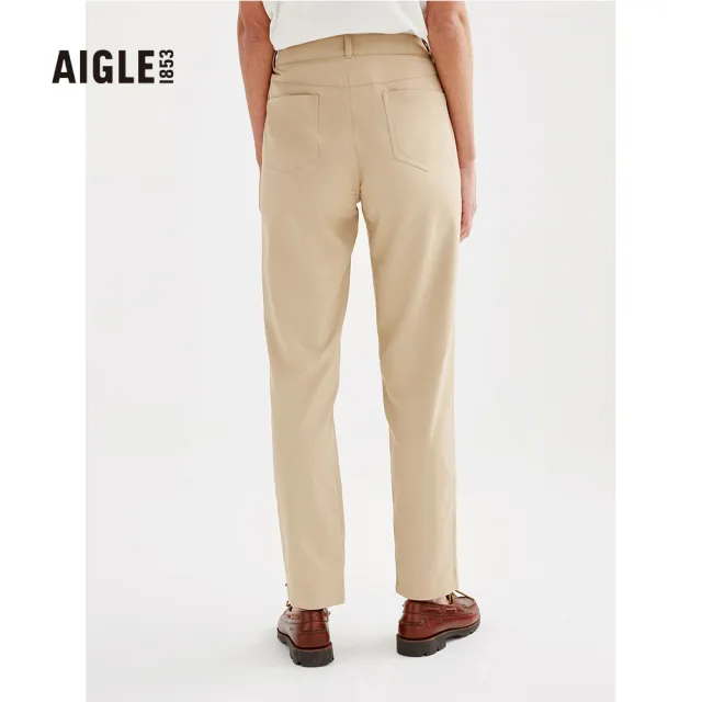 【AIGLE】女防潑休閒長褲AG-3P230A150 卡其(女長褲 防潑水長褲 休閒長褲)