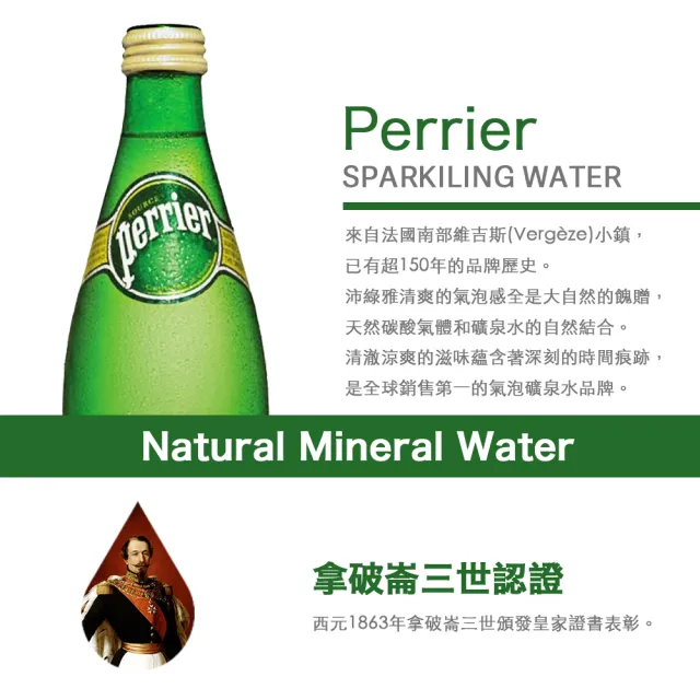 【Perrier 沛綠雅】氣泡天然礦泉水330mlx24入/箱(法國平行輸入)