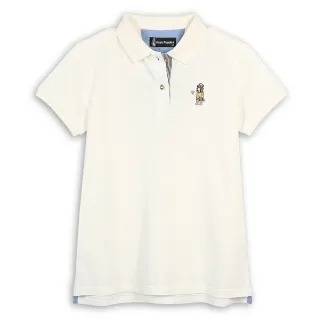 【Hush Puppies】女裝 POLO衫 趣味英文字印花度假衝浪狗寬版POLO衫(米白 / 43201101)