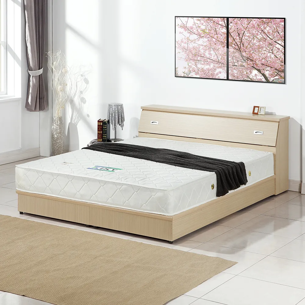 【KIKY】赫卡忒 木色六分板床組 床頭箱+床底 雙人加大6尺(兩色可選)