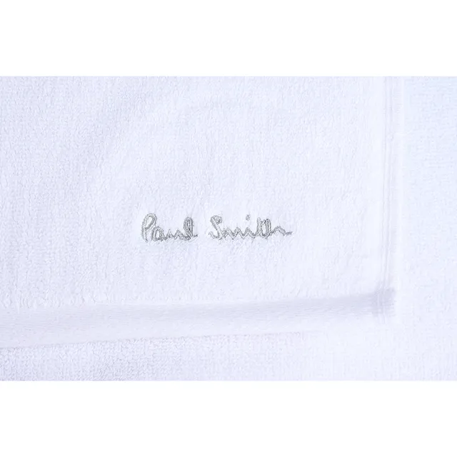 【Paul Smith】刺繡草寫LOGO純棉彩直條紋飾邊毛巾(大/白x彩)