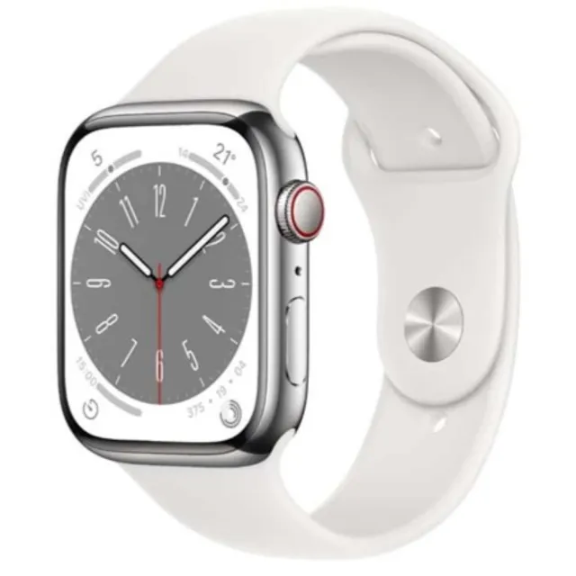 【Apple】Apple Watch S8 LTE版 41mm(不鏽鋼金屬錶殼搭配運動錶帶)