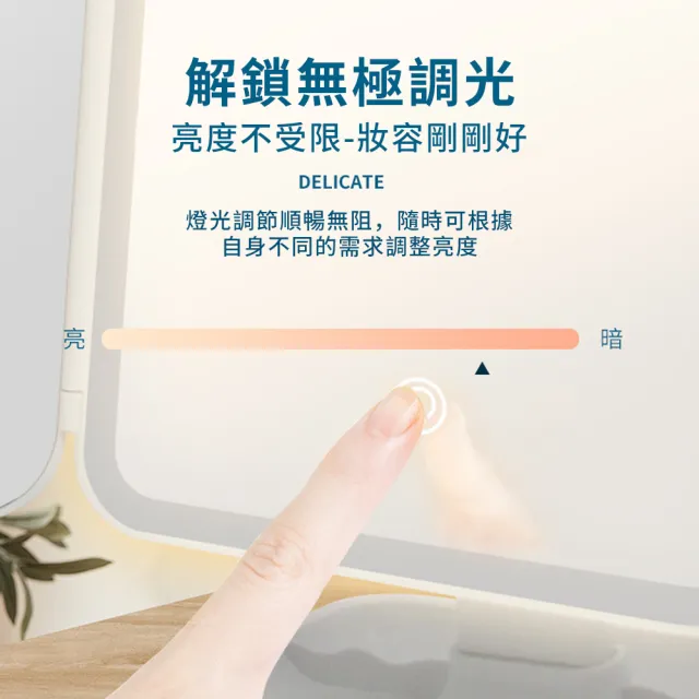 【QLZHS】LED三折化妝鏡 USB高清日光補光鏡 桌面梳妝鏡 宿舍美妝鏡 三色燈鏡(上妝無色差 底座可收納)