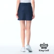 【KING GOLF】實體同步款-女款幾何條紋前後異色拼接A LINE短裙/高爾夫球裙(丈青色)