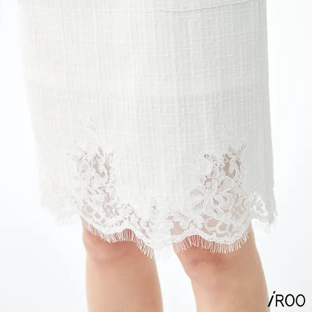 【iROO】蕾絲邊窄裙