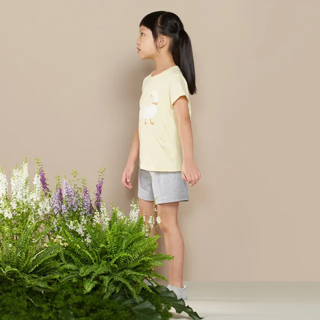 【YVONNE 以旺傢飾】出清品 童裝｜親子鵝網印短袖上衣(鵝絨黃)