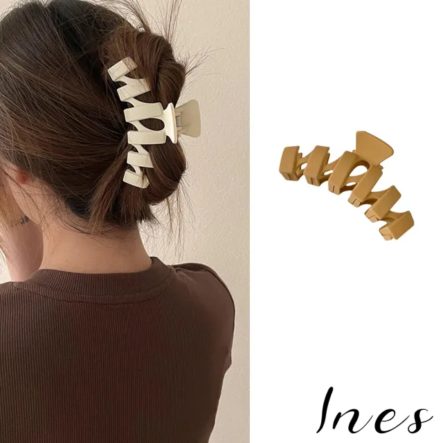 【INES】法式髮夾 壓克力髮夾/韓國設計法式復古幾何壓克力抓夾 爪夾 鯊魚夾(7色任選)