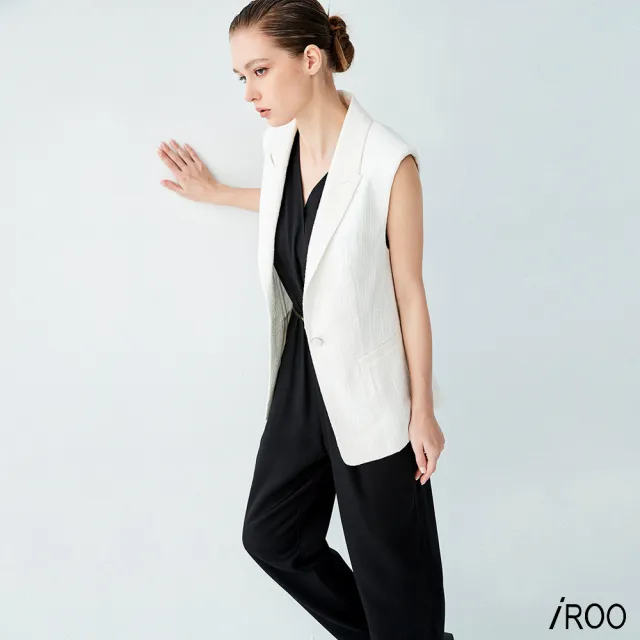 【iROO】翻領西裝式背心外套