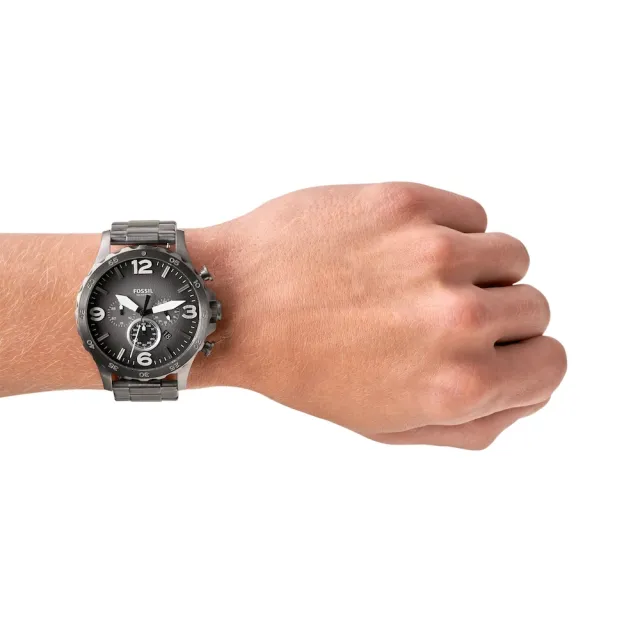 【FOSSIL 官方旗艦館】Nate系列 粗曠帥氣計時指針手錶 不鏽鋼錶帶 50mm(多色可選)