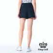 【KING GOLF】實體同步款-女款簡約素面立體荷葉短褲/高爾夫球褲(黑色)