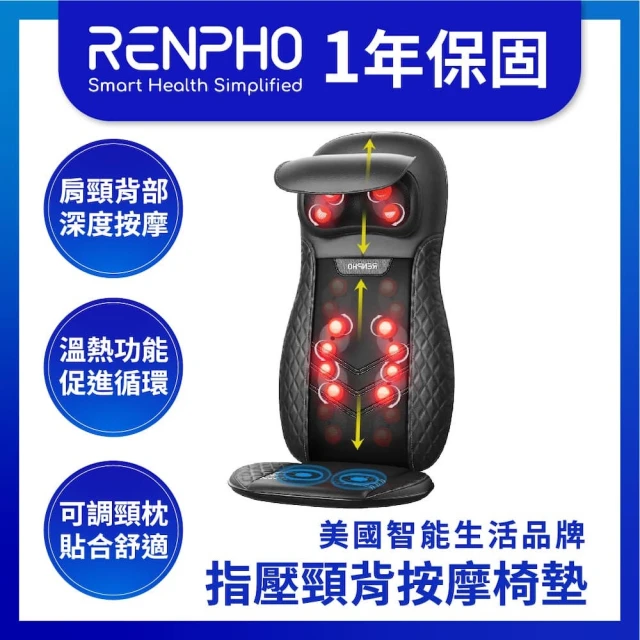 【美國 RENPHO 台灣公司貨】指壓頸背按摩靠墊(RF-BM066)
