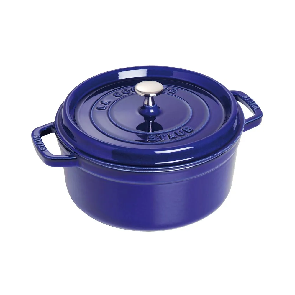 【法國Staub】圓型琺瑯鑄鐵鍋24cm-3.7L(深藍色)