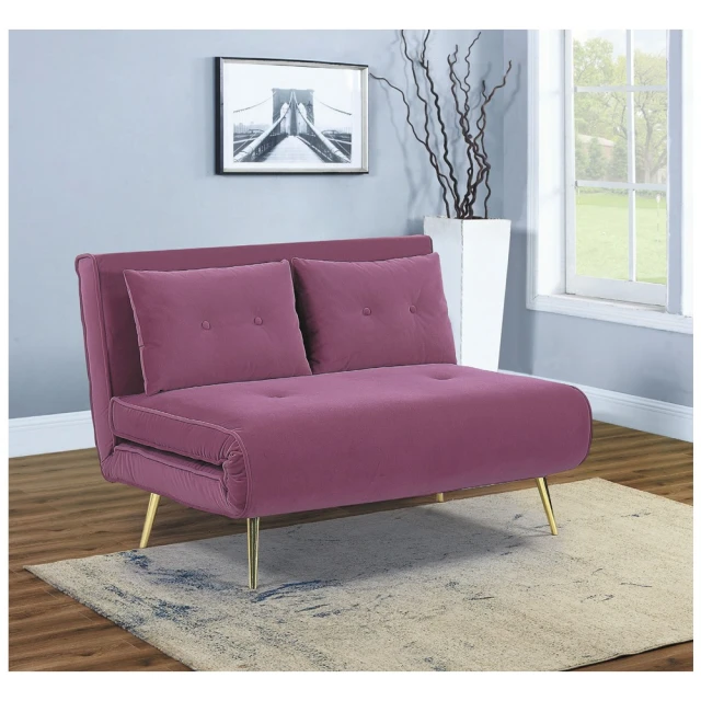 AS 雅司設計AS 雅司設計 卡米珊瑚紅雙人折合沙發床-合:117×80×81公分