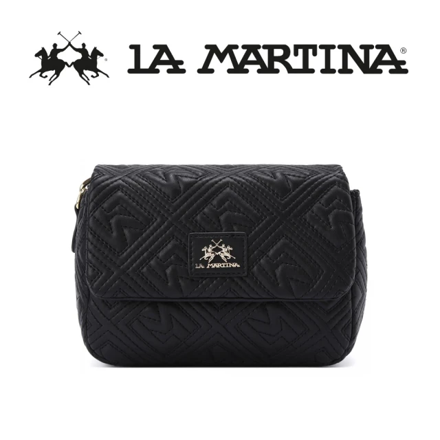 LA MARTINALA MARTINA 義大利原裝進口 頂級金標皮革肩背包 1384T(黑色)