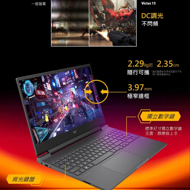【HP 惠普】15吋 i5-13500H RTX4050-6G 電競筆電(Victus Gaming/16G/512G SSD/W11)