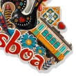 【A-ONE 匯旺】葡萄牙 里斯本四寶世界旅行磁鐵+葡萄牙 商業廣場刺繡徽章2件組彩色磁鐵 冰箱磁鐵(C14+351)