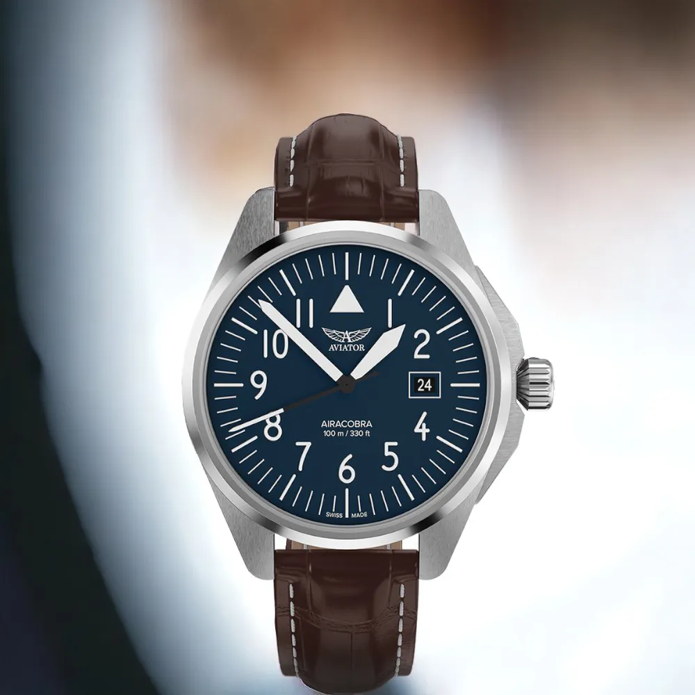 【AVIATOR 飛行員】AIRACOBRA P43 TYPE A 飛行風格 腕錶 手錶 男錶 藍色(V.1.38.0.317.4)