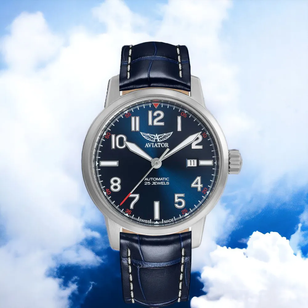 【AVIATOR 飛行員】VINTAGE AIRACOBRA 飛行員 機械腕錶 手錶 男錶(V.3.21.0.138.4)