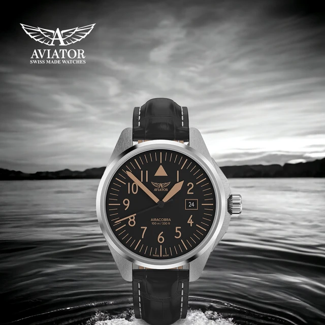 【AVIATOR 飛行員】AIRACOBRA P43 TYPE A 飛行風格 腕錶 手錶 男錶 黑色(V.1.38.0.316.4)