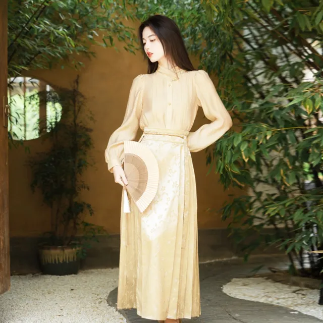 【巴黎精品】現貨+預購 中式套裝兩件式裙裝(中國風氣質簡約漢服馬面裙女裝v1be9)