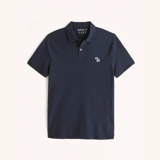 【Abercrombie & Fitch】AF A&F 經典刺繡麋鹿短袖Polo衫-深藍色(春夏必備/平輸品)