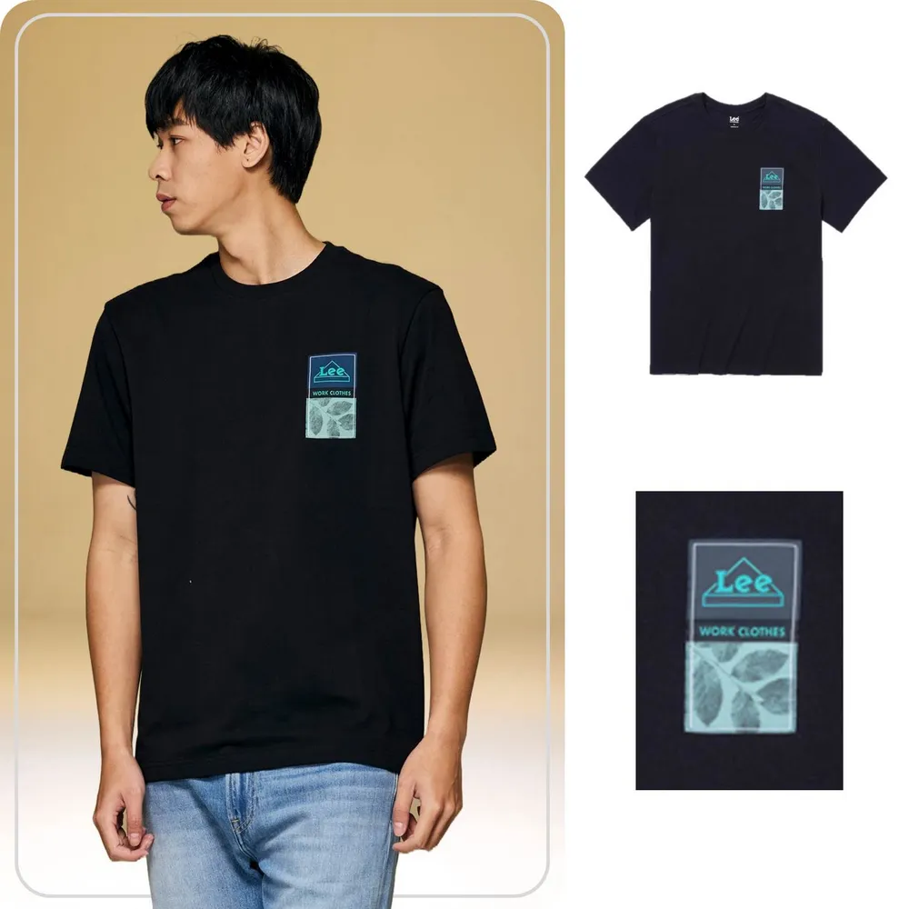 【Lee 官方旗艦】男裝 短袖T恤 / 胸前植物印花 氣質黑 舒適版型(LB402009K11)