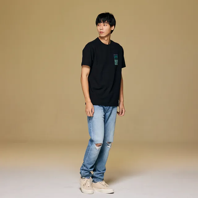 【Lee 官方旗艦】男裝 短袖T恤 / 胸前植物印花 氣質黑 舒適版型(LB402009K11)