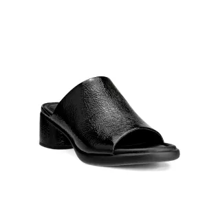 【ecco】SCULPTED SANDAL LX 35 雕塑經典素面中低跟涼拖鞋 女鞋(黑色 22278304001)