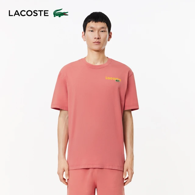 LACOSTE 男裝-水洗效果Lacoste 印花短袖T恤(藍色)