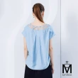【MYVEGA 麥雪爾】MA領口網紗亮片刺繡造型上衣-灰藍(2024春夏新品)