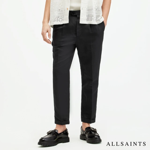 ALLSAINTS CROSS TALLIS 亞麻打摺中腰九分西裝褲-黑色 M006TA(修身版型)