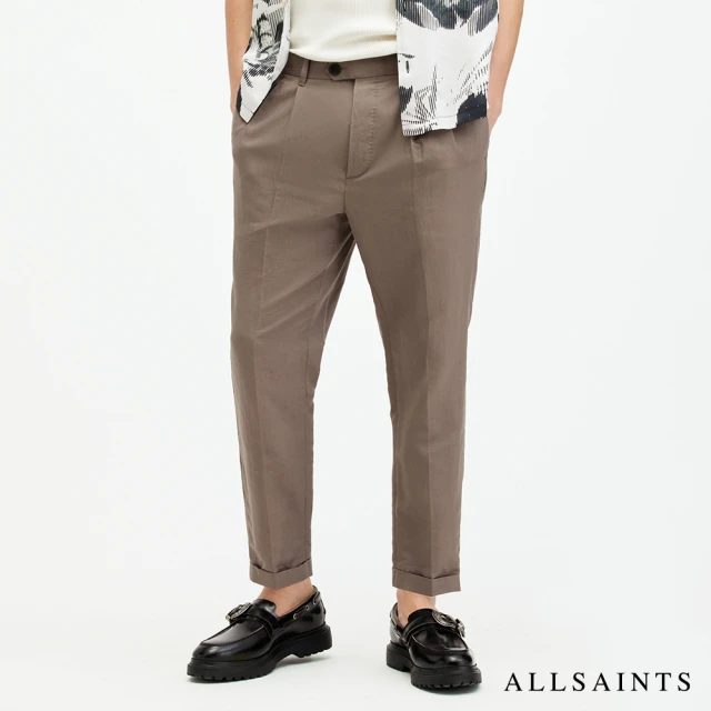 ALLSAINTS CROSS TALLIS 亞麻打摺中腰九分西裝褲-咖啡色 M006TA(修身版型)