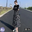 【JILLI-KO】赫本風拼接碎花長裙洋裝連衣裙-M/L/XL(多款任選)