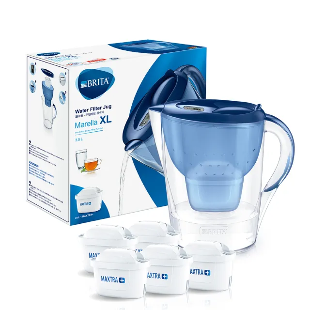 【BRITA】官方直營 Marella 3.5L馬利拉濾水壺+4入全效型濾芯(共1壺5芯)