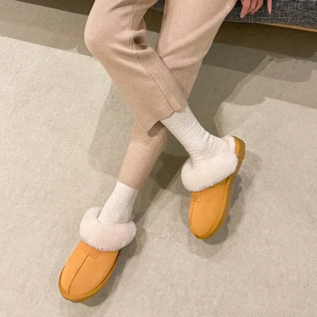 【橘魔法】純色毛毛雪靴拖鞋(拖鞋雪靴 低筒 鞋子 保暖 大人 保暖 寒流)