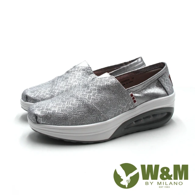 W&M 女 BOUNCE減壓氣墊款 增高厚底休閒鞋 女鞋(銀灰色)