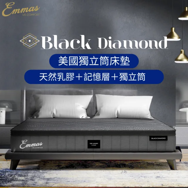 【Lunio】Emmas(Black Diamond 標準雙人5尺黑鑽系列美國獨立筒床墊)